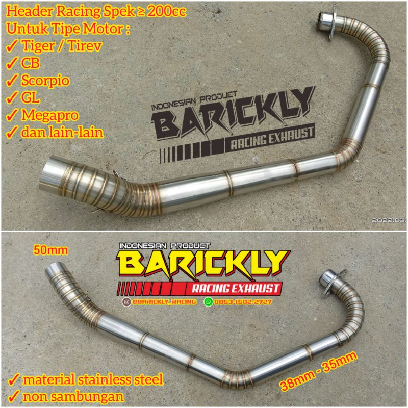 Header Pipa Leheran Racing Herex Bore Up 200cc 225cc 250cc Scorpio CB GL Megapro Tiger Lama Tirev Re