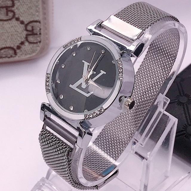 [✅COD] JAM TANGAN FASHION JAM MAGNET WANITA RANTAI JAM TANGAN MURAH CEWEK ANALOG IMPORT W62-Perak