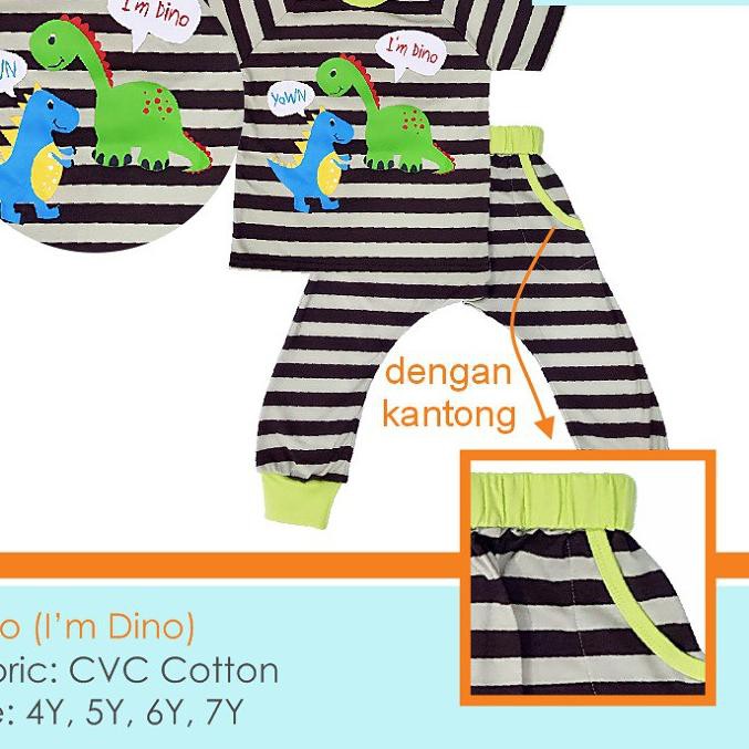 CB0 Toadies - 2 set x Baju Tidur Anak 4-7 thn - Harem Pants Pajamas - Dino Super Sale