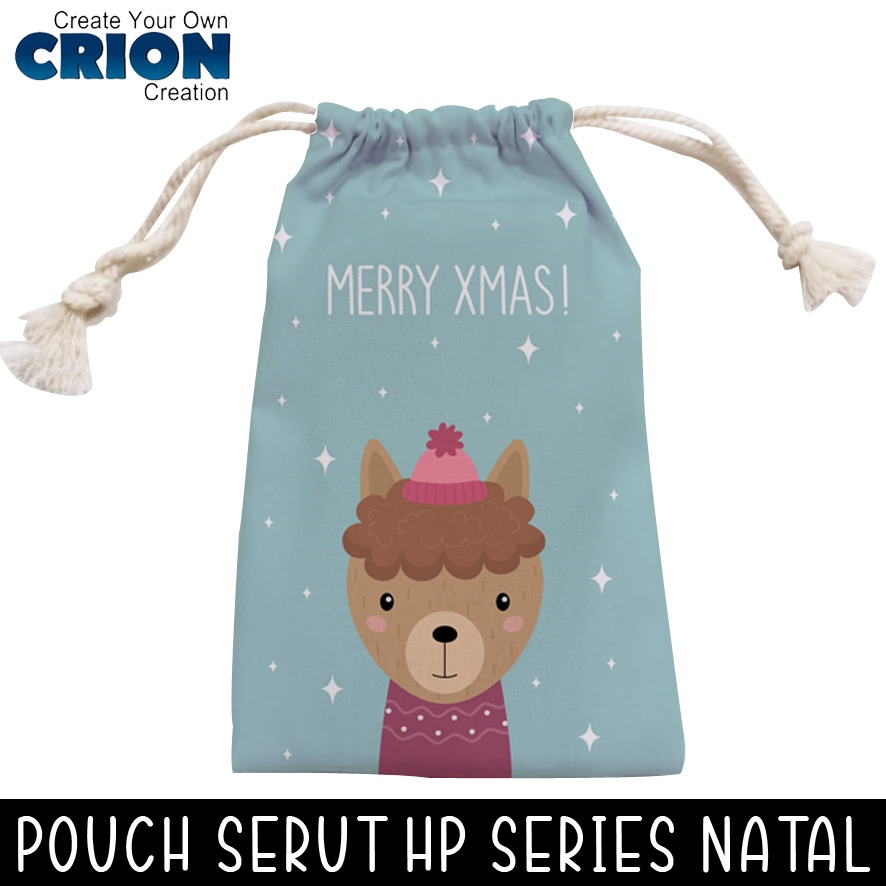 Pouch Serut Christmas Series/ HP / Powerbank / Kosmetik / Request Nama