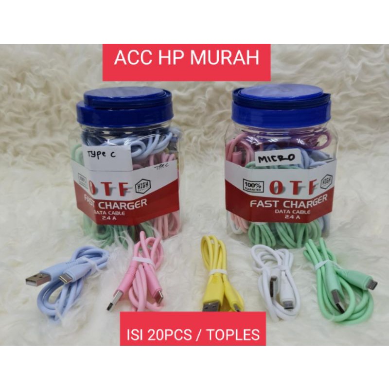 KABEL BULAT OTF 1 TOPLES ISI 20 FOR MICRO IPHONE G900 NEXIAN DAN TYPE C