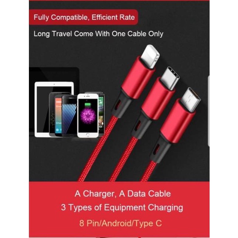 Kabel 3in1 setara fast charging kabel casan cabang 3 kabel powerbank kabel casan mobil 3in1 kabel charger 3 kepala