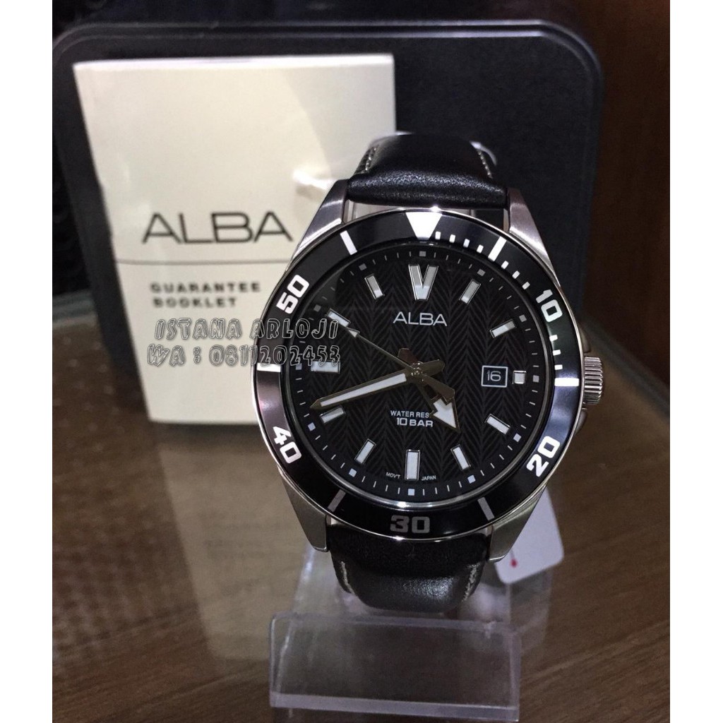 JAM TANGAN PRIA ALBA AG8J43 BLACK ORIGINAL