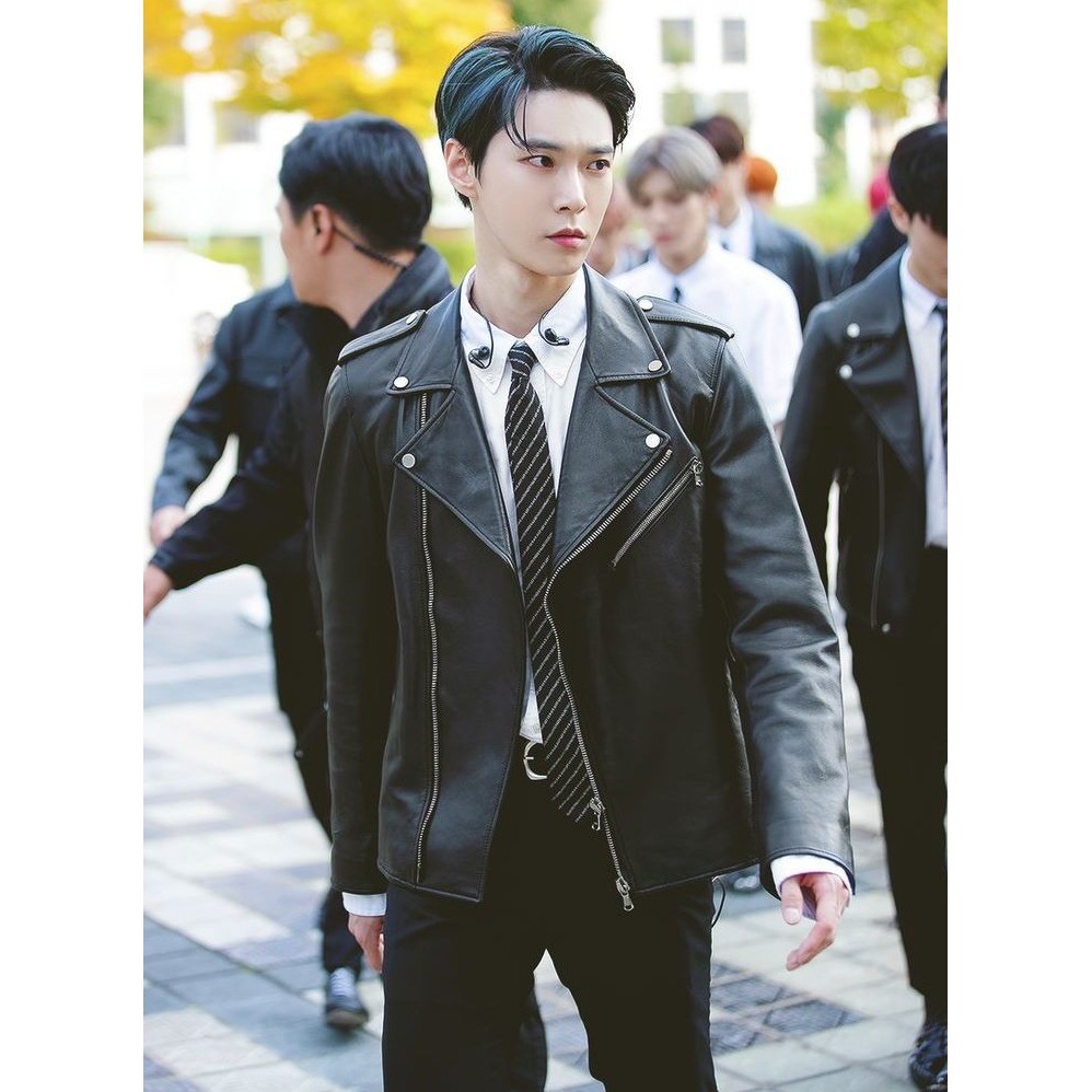 Jaket kulit Wanita Pria Bias Kpop NCT aksesoris leather