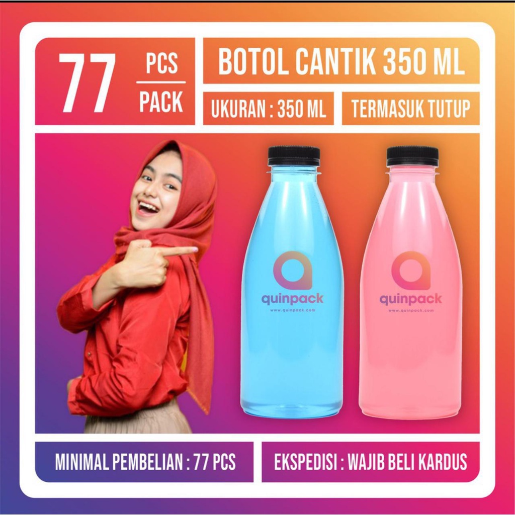 Botol Plastik 350 ML - Botol  Panjang 350ML - Tebel Murah - Almond Cantik Cabe 350 ml