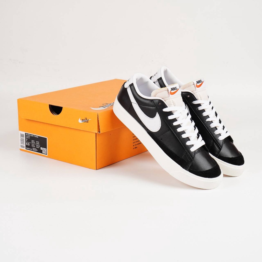 SEPATU NIKE BLAZER 77 VINTAGE LOW BLACK WHITE BNIB Premium Original India Bonus Kaos Kaki Packing Bu