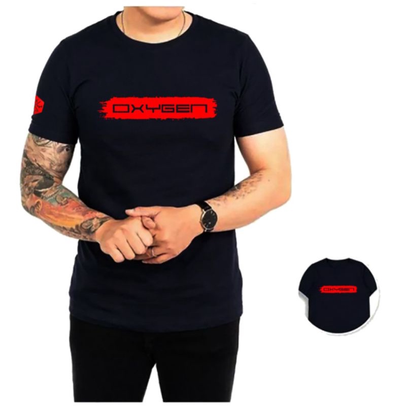 Baju Kaos Distro Oxygen Original Latar Merah Atasan Pria Dewasa Oxygen Terbaru Lengan Pendek 2024