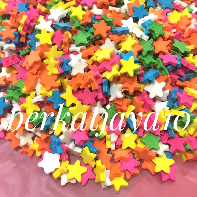 MURAH CONFETTI MODEL BINTANG Warna Warni Conveti Sprinkle 15 Gram Permen Gula Kemasan Repack