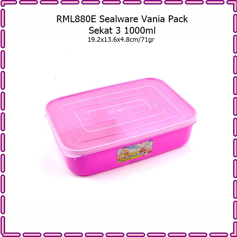 RML880E Sealware/Lunch Box/Kotak Makan Vania Pack Sekat 3 1000ml