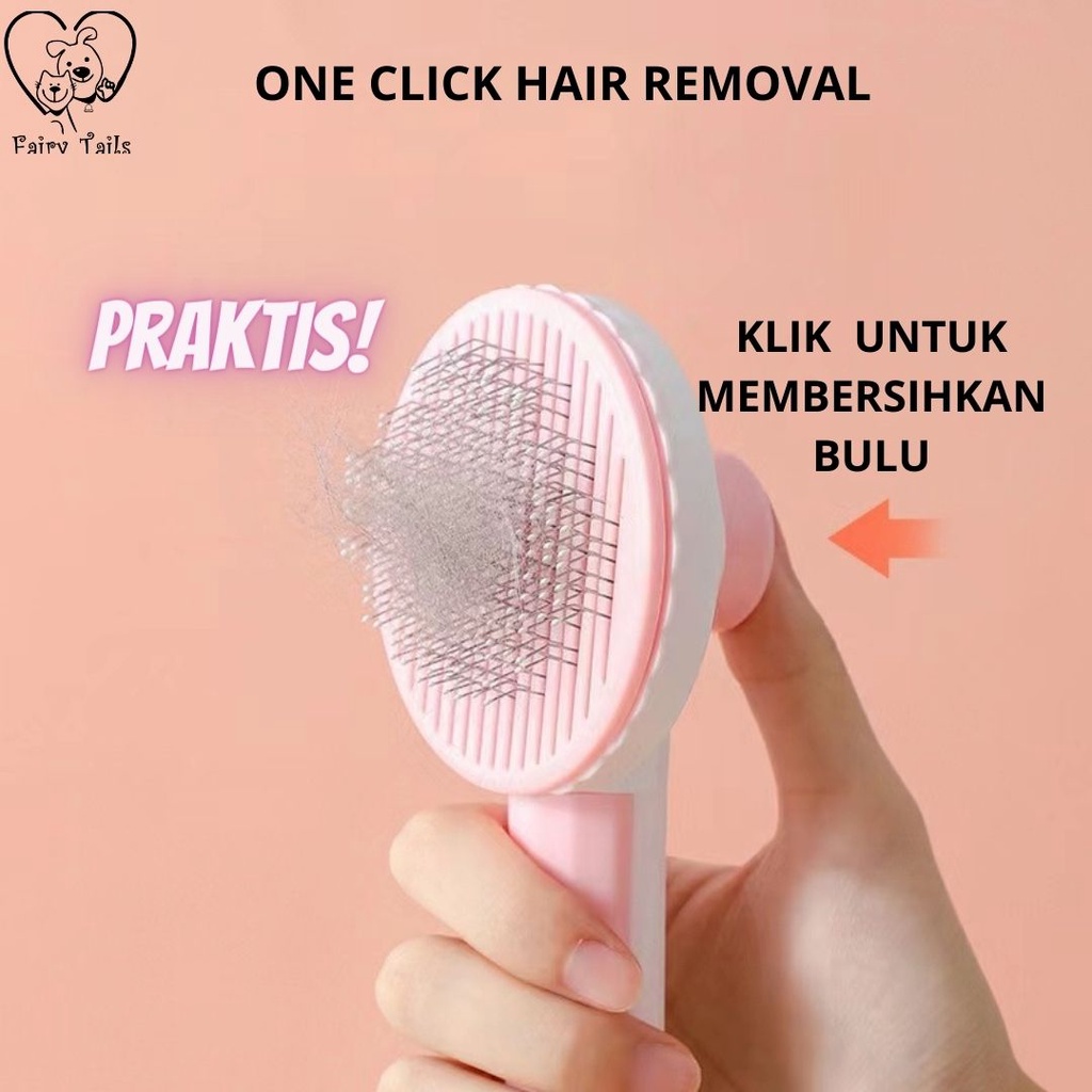 Sikat Sisir Bulu One Click Otomatis Untuk Anabul Anjing dan Kucing / Pet Comb Brush Grooming Cat Dog