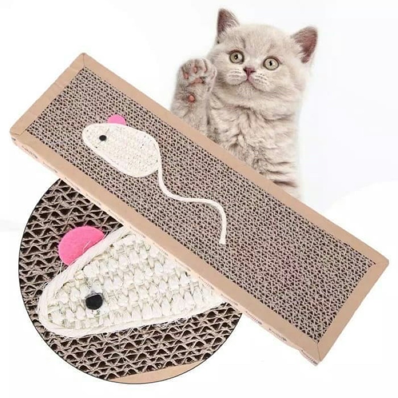 Mainan Kucing Papan Garukan Motif Tikus Scratcher Board Cat Cakaran Kitten Toy