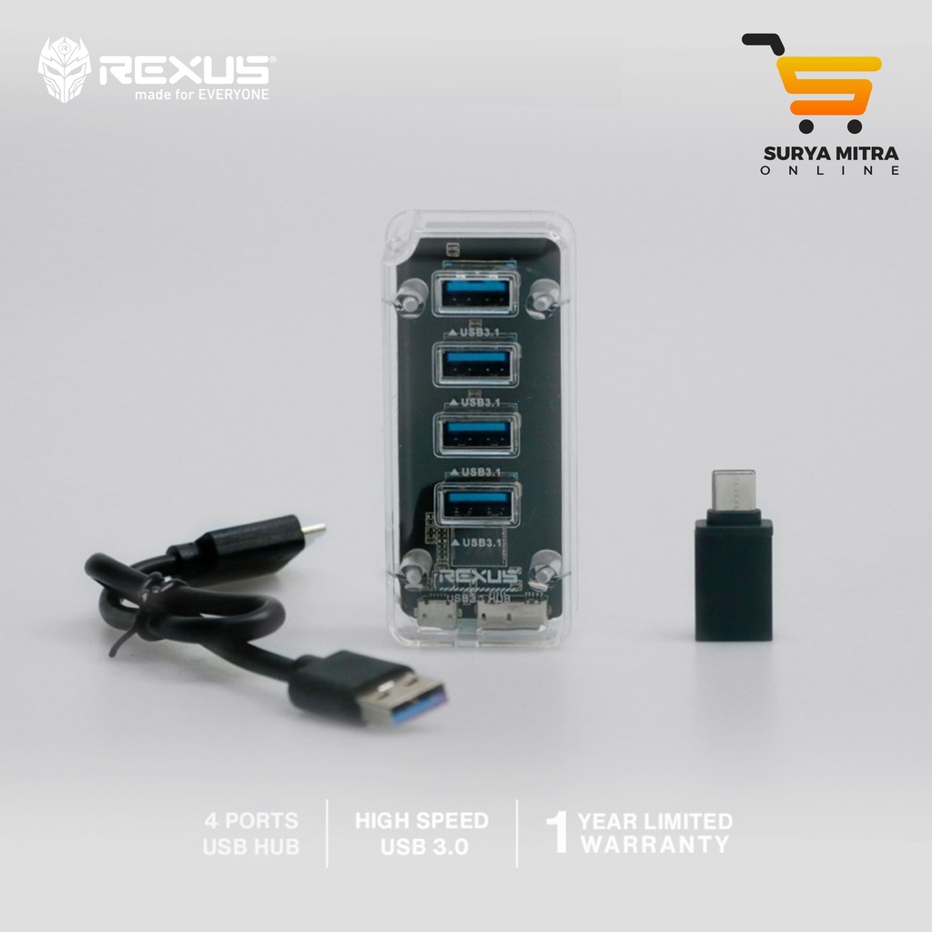 USB Hub Rexus 3.1 H336 4 Port + Converter Type C