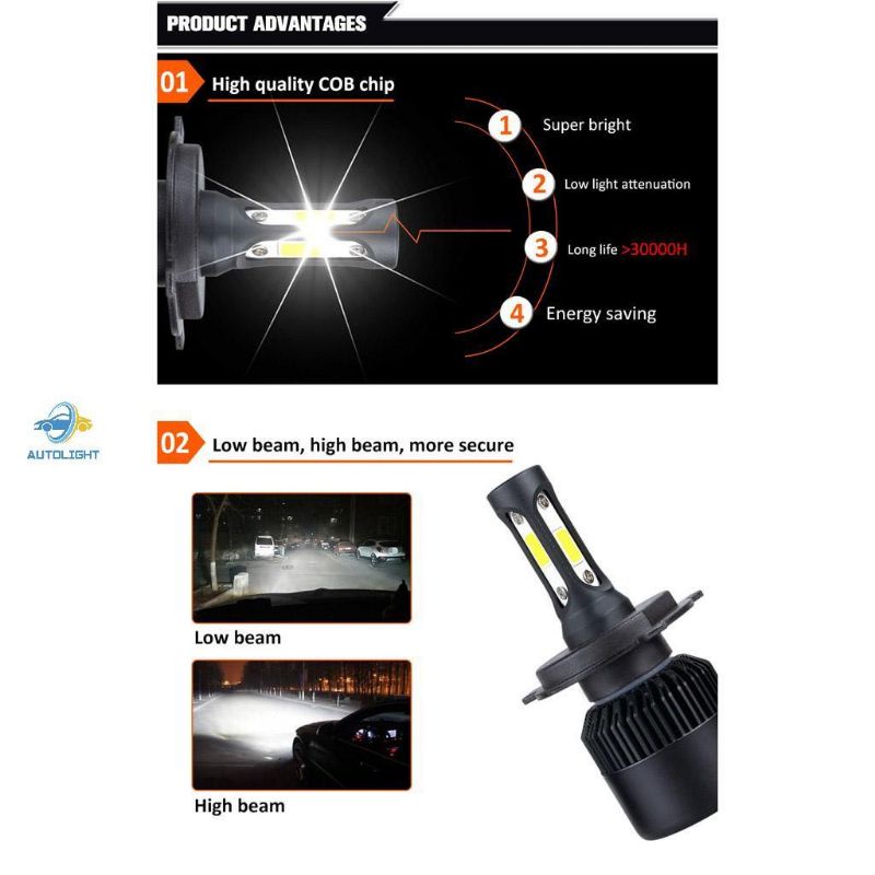 Lampu LED Utama Depan Mobil 4 Sisi X7 H4 Dan H11 H7 Lampu Mobil COB Super Bright harga 1 Pasang