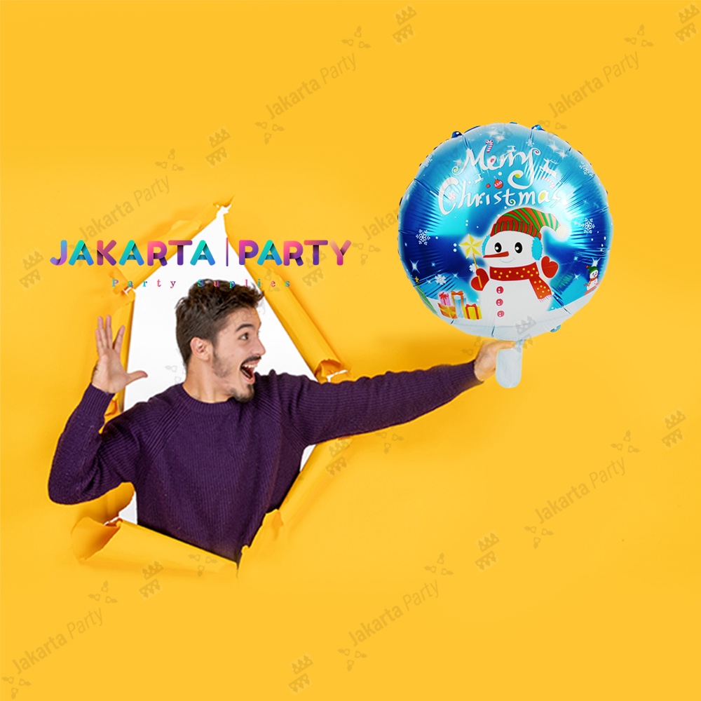 Balon Bulat Natal #6 / Balon Foil Bulat / Balon Foil Xmas / Balon Xmas