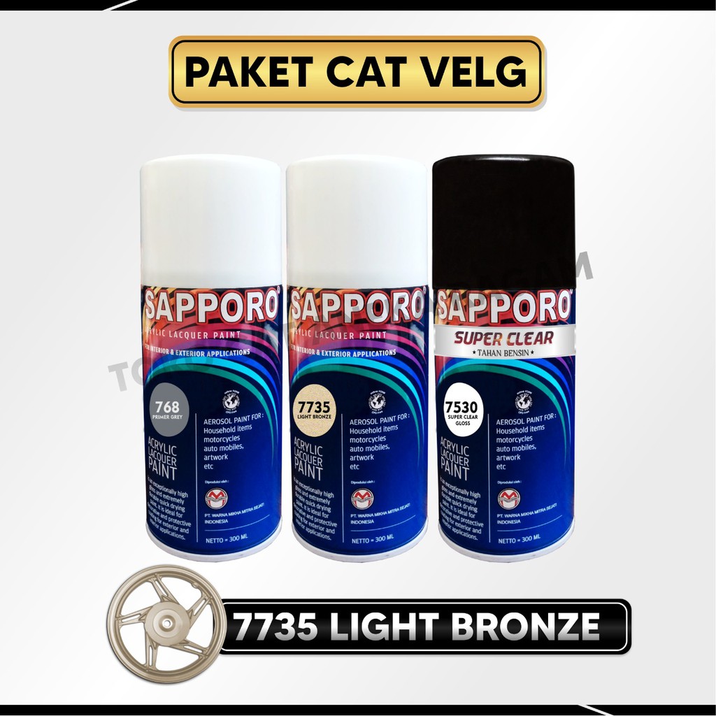 Paket Cat Velg 7735 Light Bronze / Sapporo / Cat Spray Semprot Aerosol Terbaik