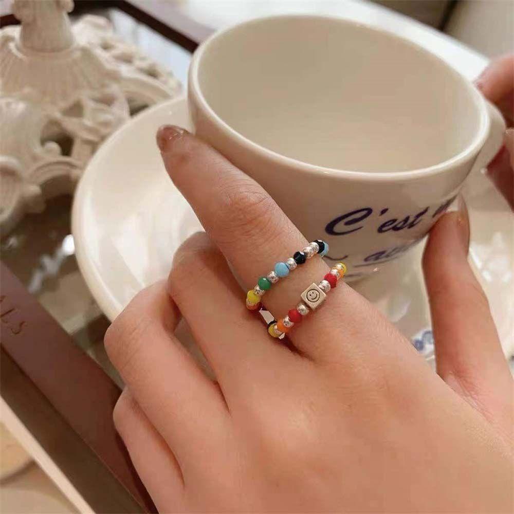 Needway Smile Cincin Fashion Gadis Hadiah Pesta Wajah Tersenyum Wanita Ring