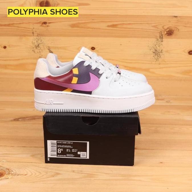 NIKE AIR FORCE 1 SAGE LOW LX GREY DARK ORCHID PREMIUM / SEPATU WANITA