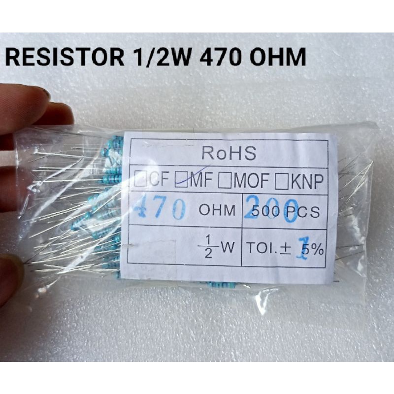 (10 buah) RESISTOR 1/2W 470 OHM RESISTOR 1/2 WATT 470 OHM RESISTOR 1/2WATT 470 OHM RESISTOR 1/2W 470