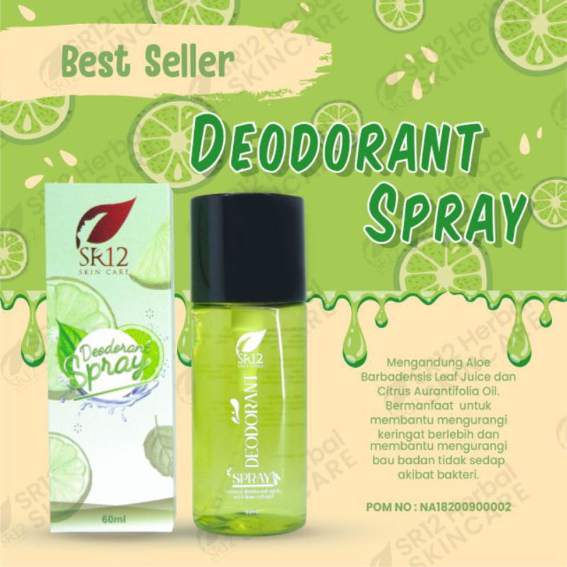 Qeila - Deodorant Spray SR12 Herbal Ampuh atasi Bau Badan Keringat Berlebih Mencerahkan Ketiak BPOM 60 ml