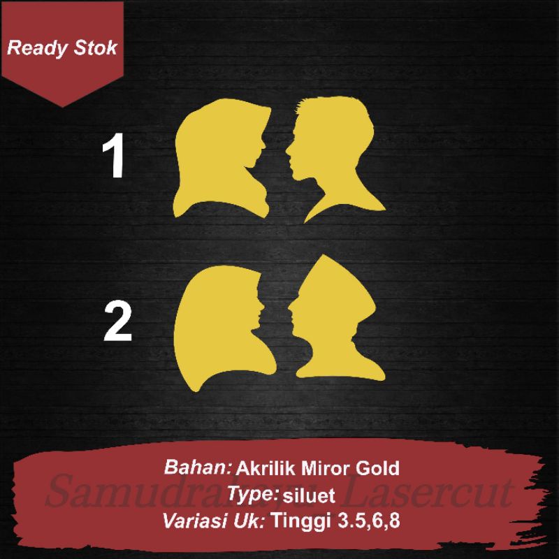 SEPASANG SILUET WAJAH (AKRILIK MIROR GOLD)