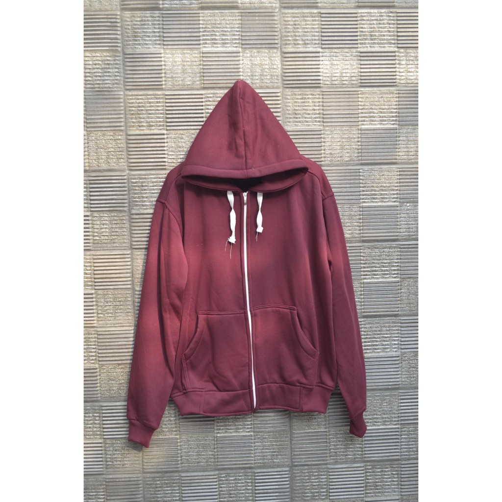 SWEATER_ID Hoodie Zipper Burgundy Polos Pria Wanita Unisex Fleece Tebal Premium