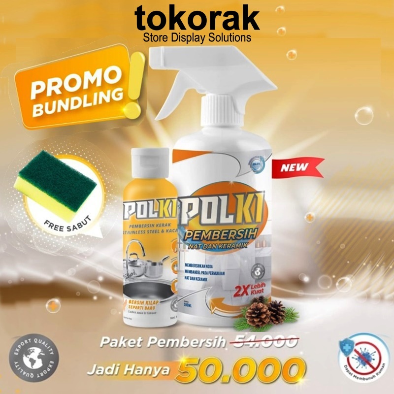 BUNDLING POLKI PEMBERSIH NAT KERAMIK +CAIRAN PEMBERSIH KERAK STAINLESS