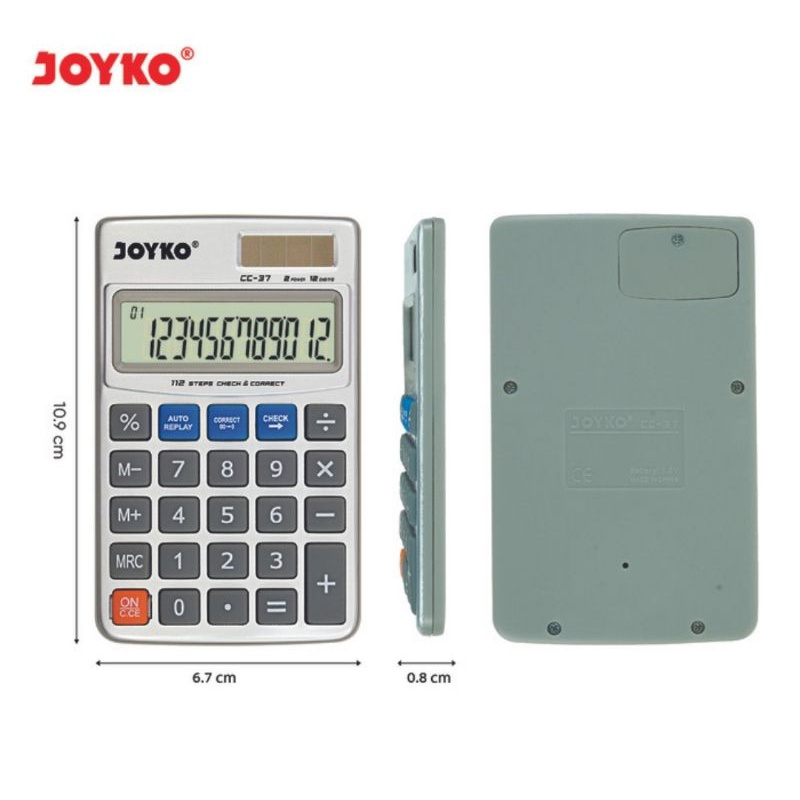 JOYKO CC-37 - Pocket Calculator CC37 / Kalkulator Saku Bisa Cek Ulang