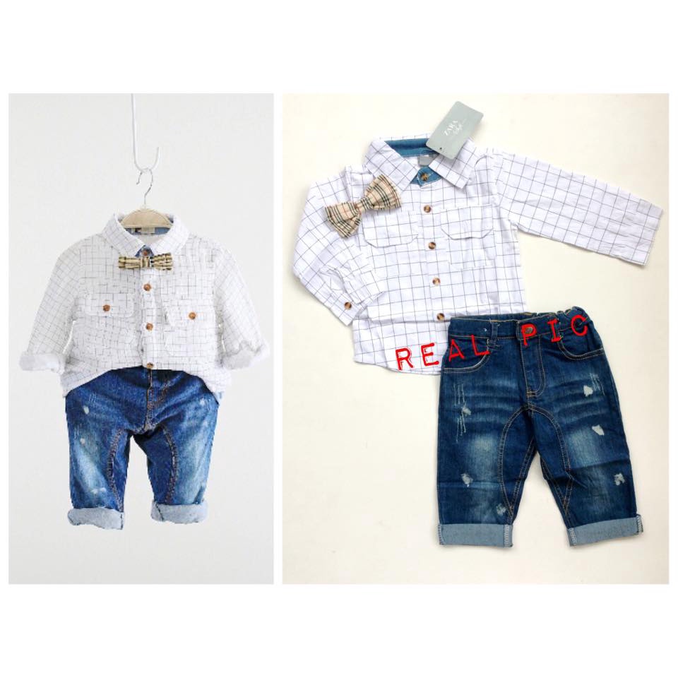 ZARA - PLAID JEANS BOW