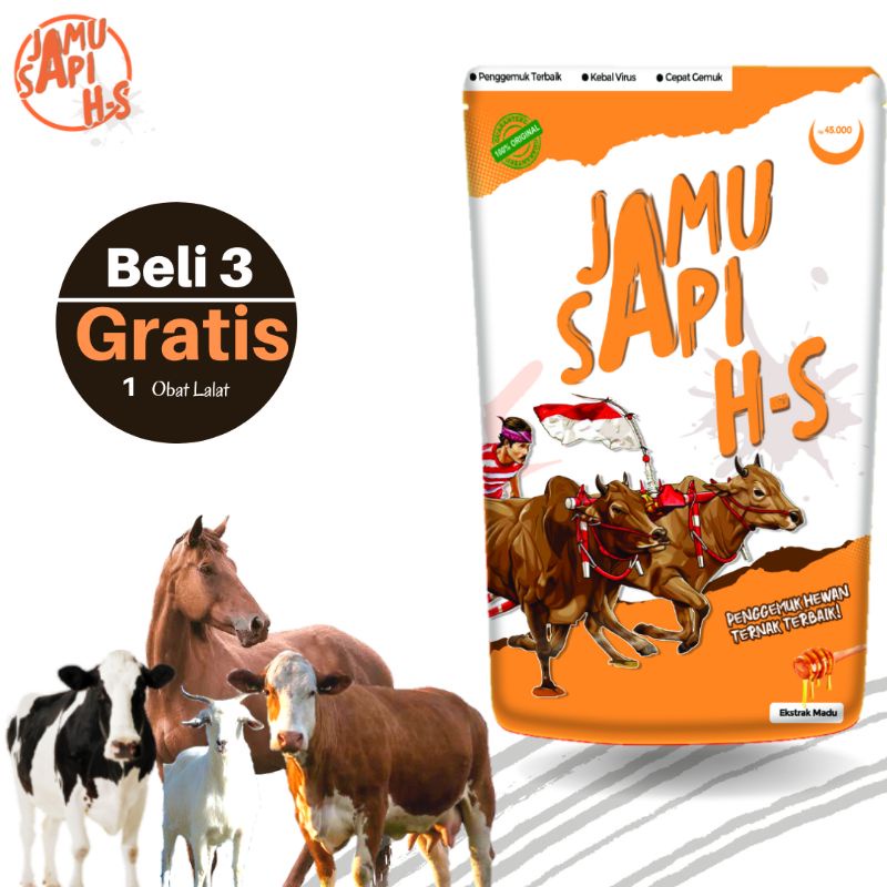Jamu sapi hs penambah nafsu makan ternak sapi kambing domba kerbau kuda jamu pmk