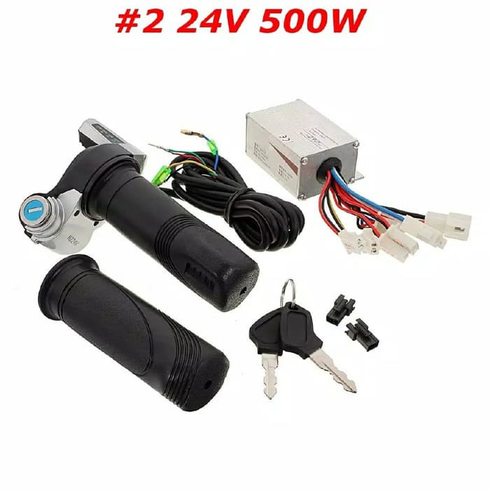 kit sepeda listrik motor brushed 24v 500W DC throttle gas kontroler