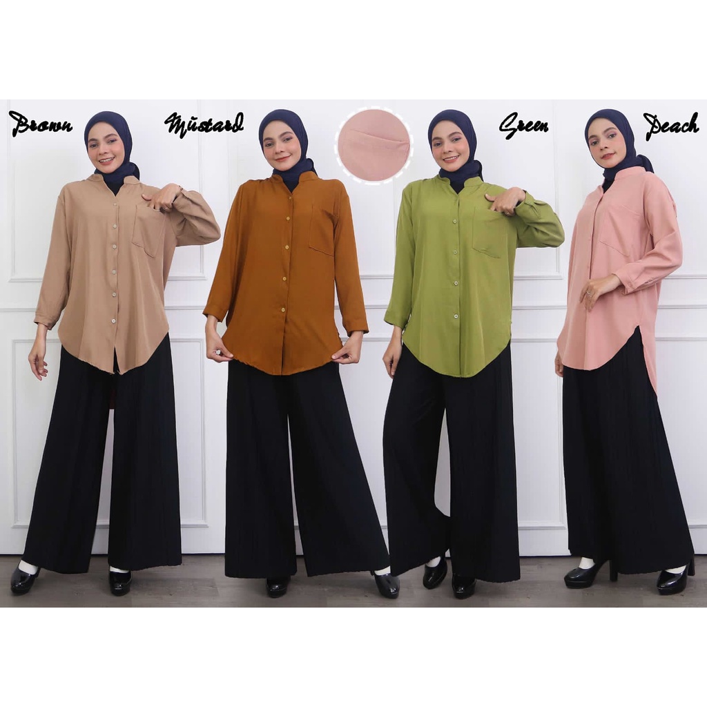 KEMEJA BLOUSE WANITA KEKINIAN // KEMEJA WANITA CASUAL POLOS KANCING LENGAN PANJANG // KEMEJA TUNIK POLOS // TUNIK POLOS