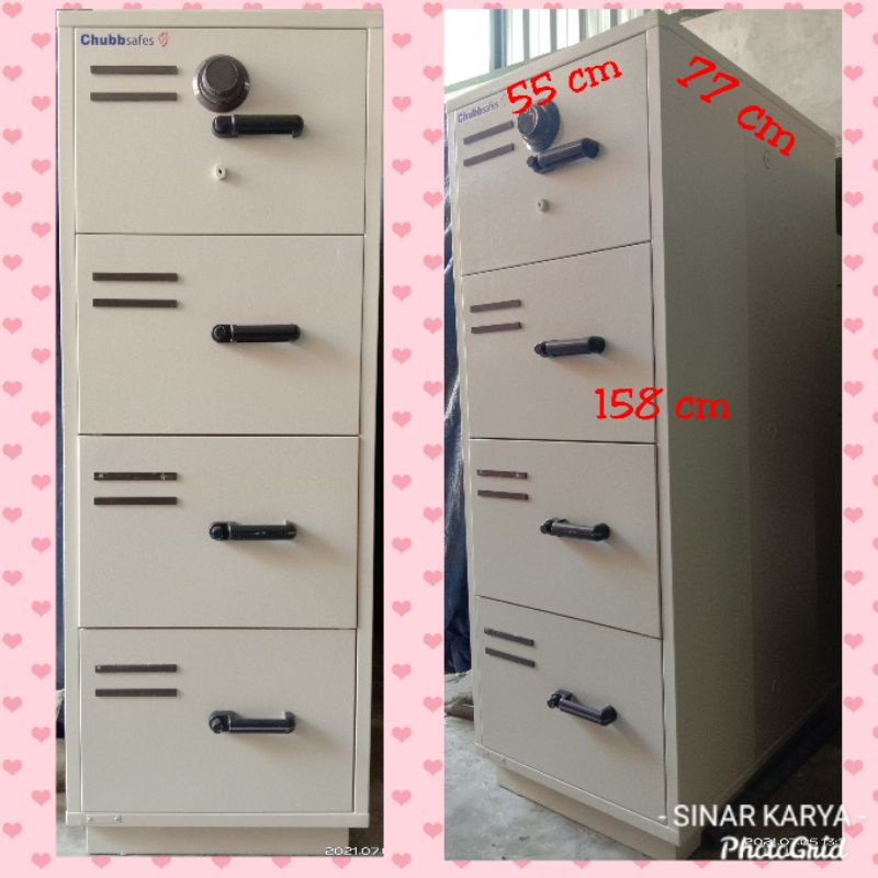 Fireproof CHUBB 4 Drawers Filling Cabinet Tahan Api 4 laci fire proof RPF chubb safes lemari arsip