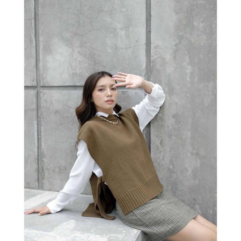 rompi vest knit rajut tali wanita outer korea rajut oversize premium korean style kekinian