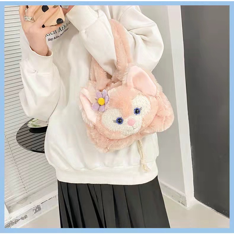 （COD)Tas tangan tote handle bag  Fashion Motif Kartun Karakter Hewan warna pink kelinci Anak &amp; Dewasa