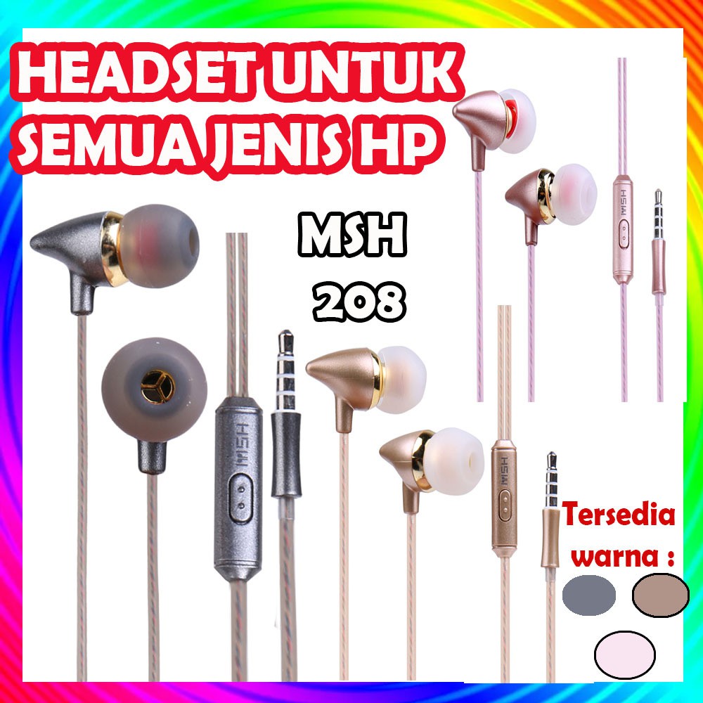 MSH [ PREMIUM ] Handsfree Headset Earphone Handfree jack 3.5 mm Suara Bass Kuat