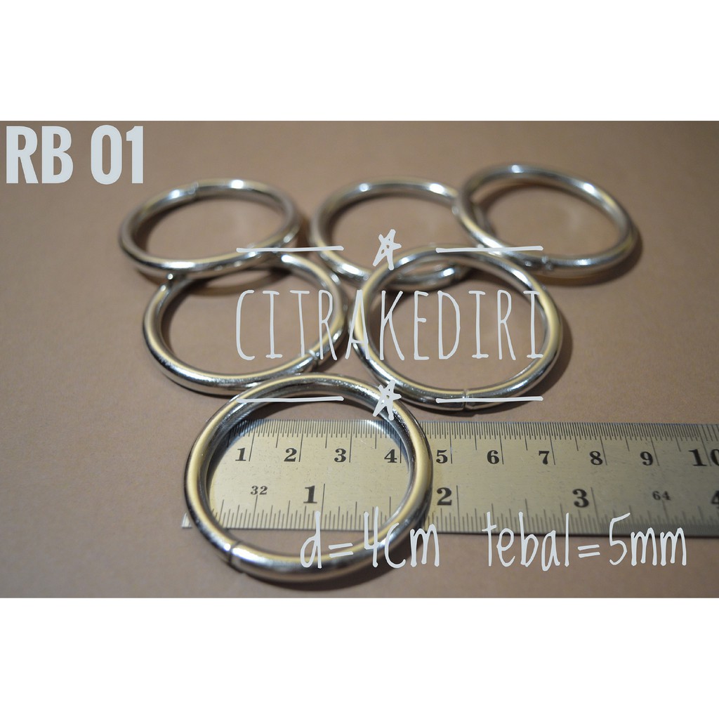 Ring Bulat Nikel  4 cm - 5 mm -aksesori tas