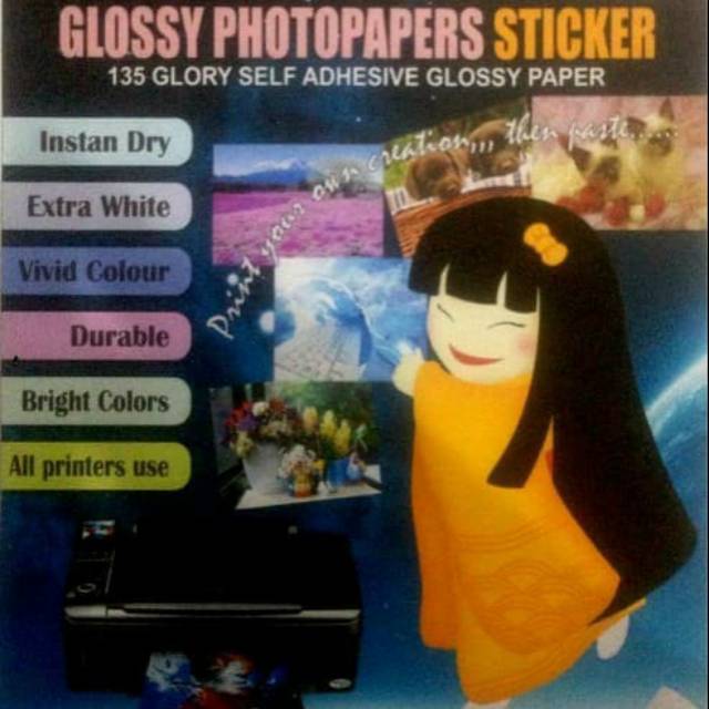 Kertas Foto/Plastik foto/Photopapers Etona 135gsm Sticker Glossy