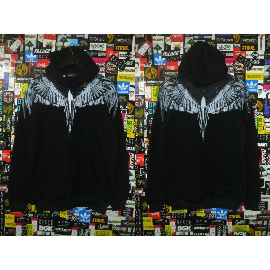 JAKET SWEATER HOODIE MARCELO BURLON PREMIUM HITAM MOTIF PUTIH