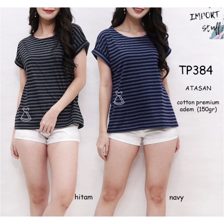 TP384 - BAJU ATASAN WANITA KAOS SALUR ADEM ATASAN KATUN  IMPORT MURAH