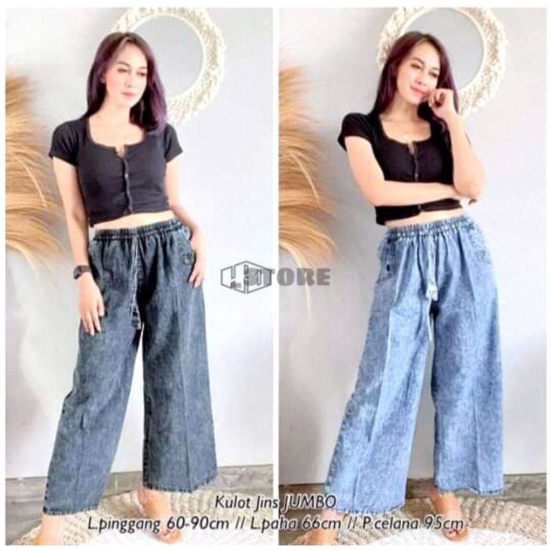 highwaist Celana kulot jeans cewek pinggang karet.celana kulot boyfriend panjang perempuan premium c