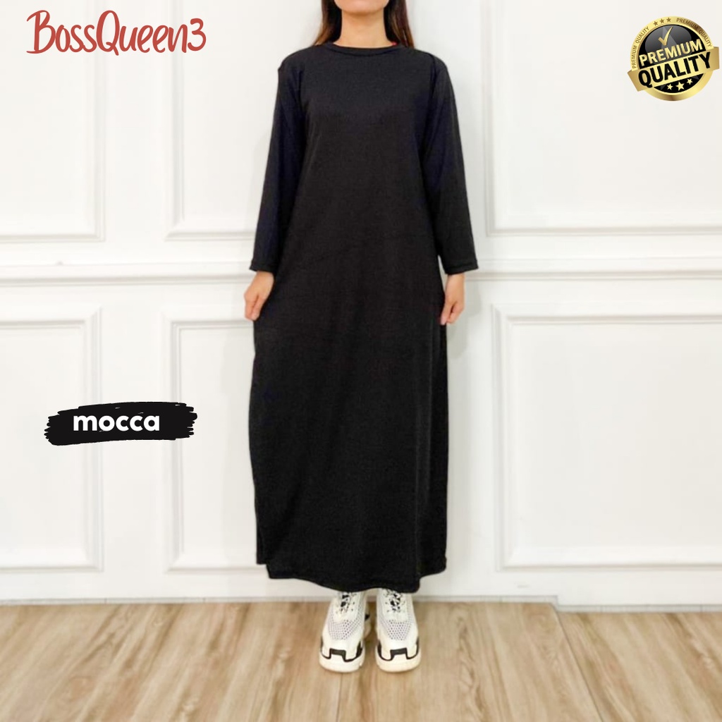 Gamis Polos Rajut Premium -Inner Gamis Tangan Panjang Jumbo
