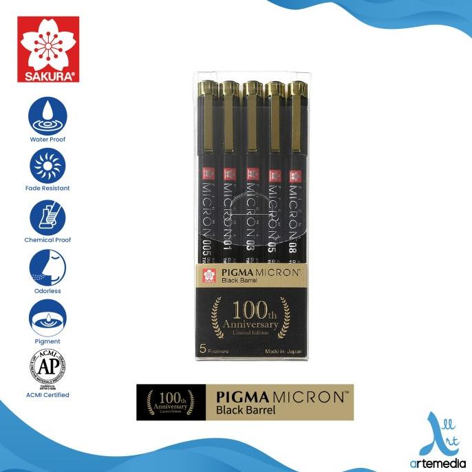 

(COD) Drawing Pen Sakura Pigma Micron Set 5 Black Barrel Limited Edition