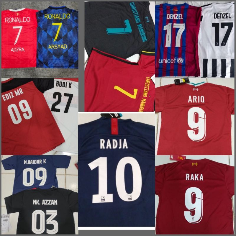 Sablon nama / Biaya Pasang Nama Badminton Bulutangkis Sepakbola Voli / Custom Name Nomor Sponsor Logo Bendera (Belum termasuk kaos)