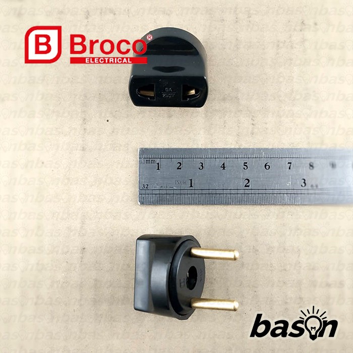 BROCO 844 STD Conversion Plug 6A 250V Black - Konverter Colokan