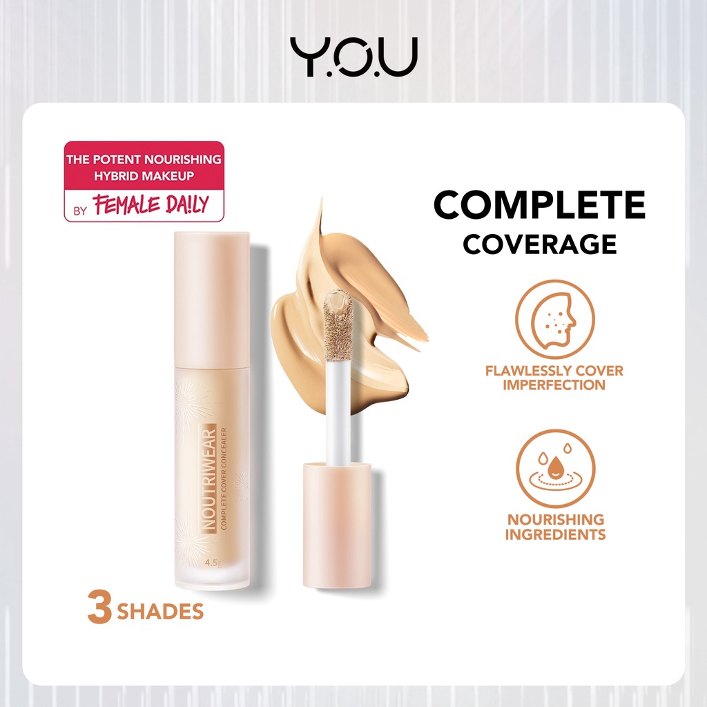 YOU Concealer NoutriWear+ Complete Cover Full Coverage | Tahan Lama 24 Jam | Nourishing