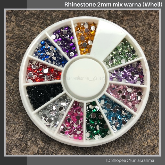 RHINESTONE 2MM (WHEL) MIX WARNA , GEMSTONE PERMATA AKSESORIS HENNA