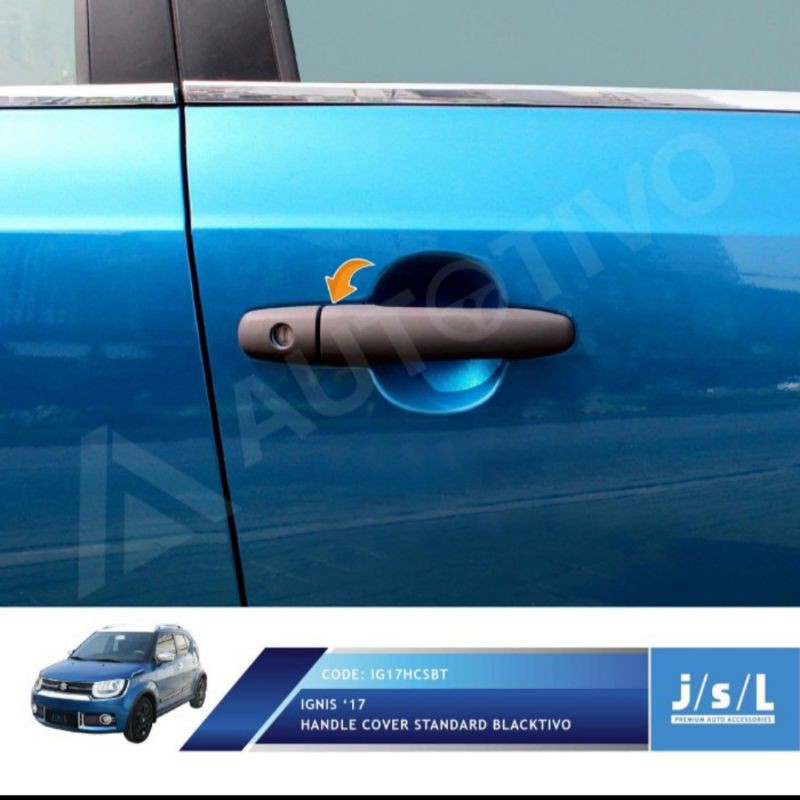 Cover handle pintu mobil Ignis 17/ Ertiga 18  kunci standar Hitam &amp; Chrome jsl