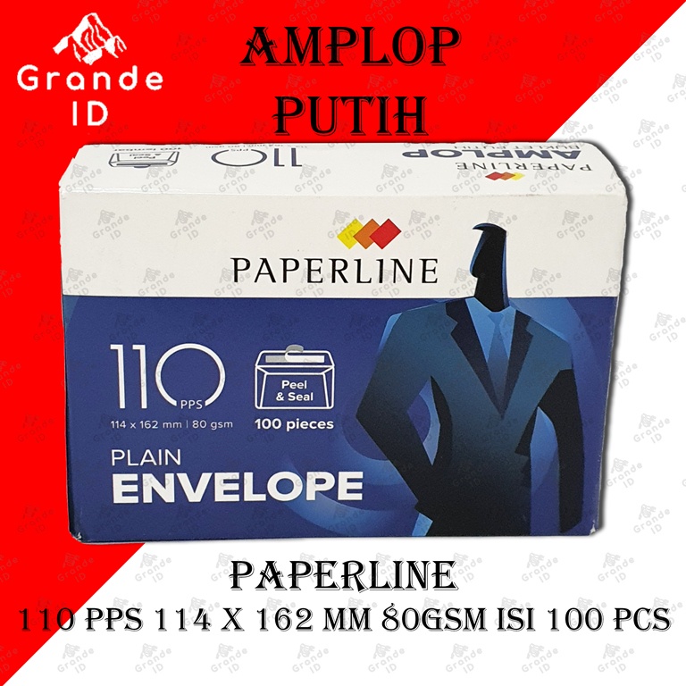 

AMPLOP PUTIH PAPERLINE 110 PPS 80 GSM 114 X 162 MM ISI 100 LEMBAR