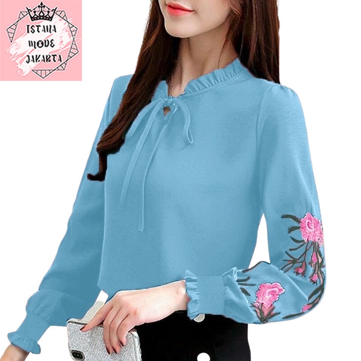 ISTANA MODE JAKARTA Aurelia Bordir baju atasan wanita terbaru blouse koreanstyle blouse wanita lengan panjang-8
