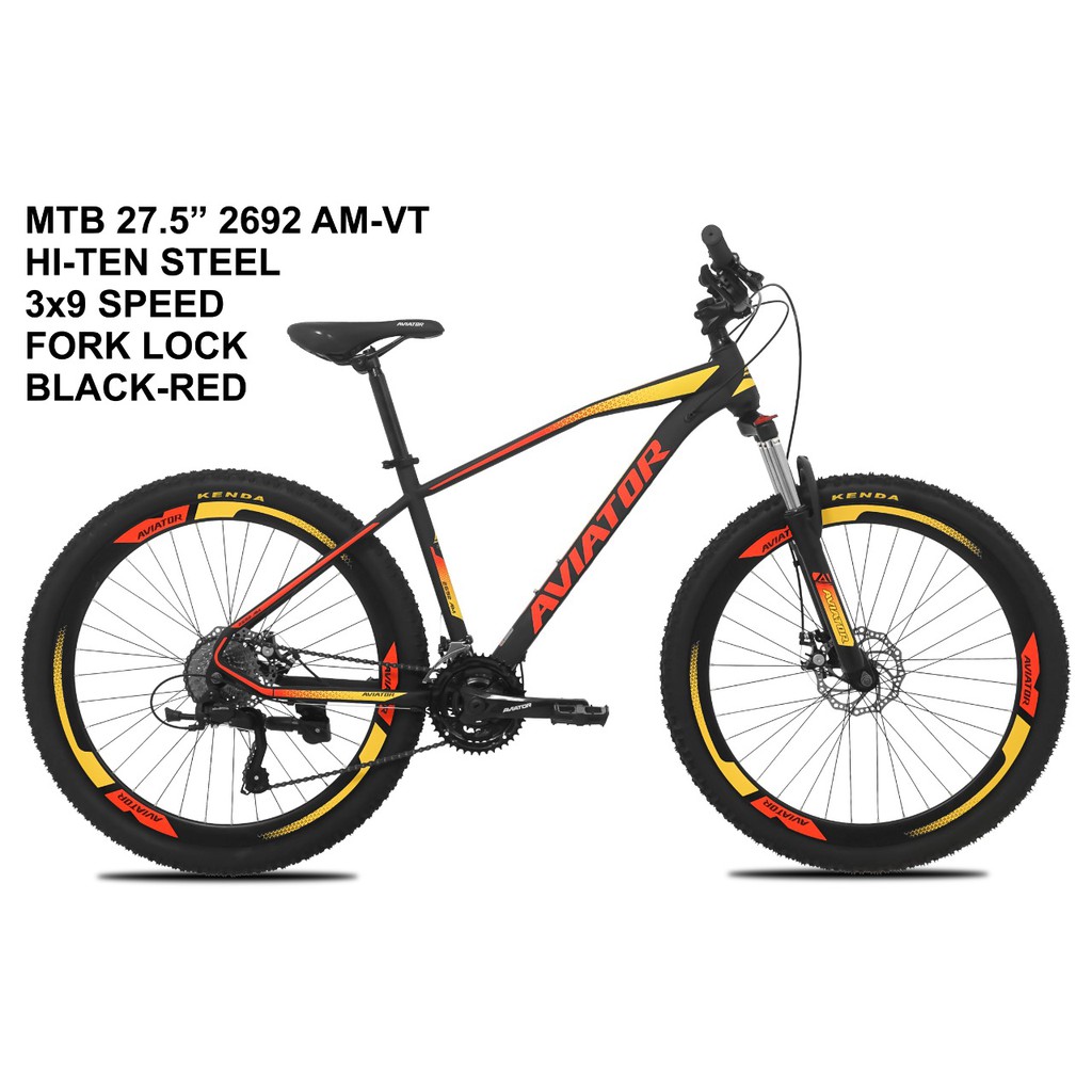 Mutiara Sepeda MTB / Sepeda Gunung 27.5 Inch Aviator AT-2692 AM Velg Tinggi